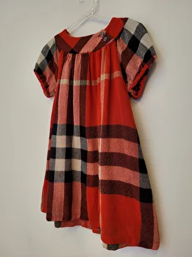 Vestido Xadrez Com Elástico Nas Mangas. Vermelho Burberry 3 Anos