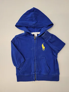 Jaqueta Com Capuz E Zíper Cavalo Amarelo Azul Ralph Lauren 9 Meses