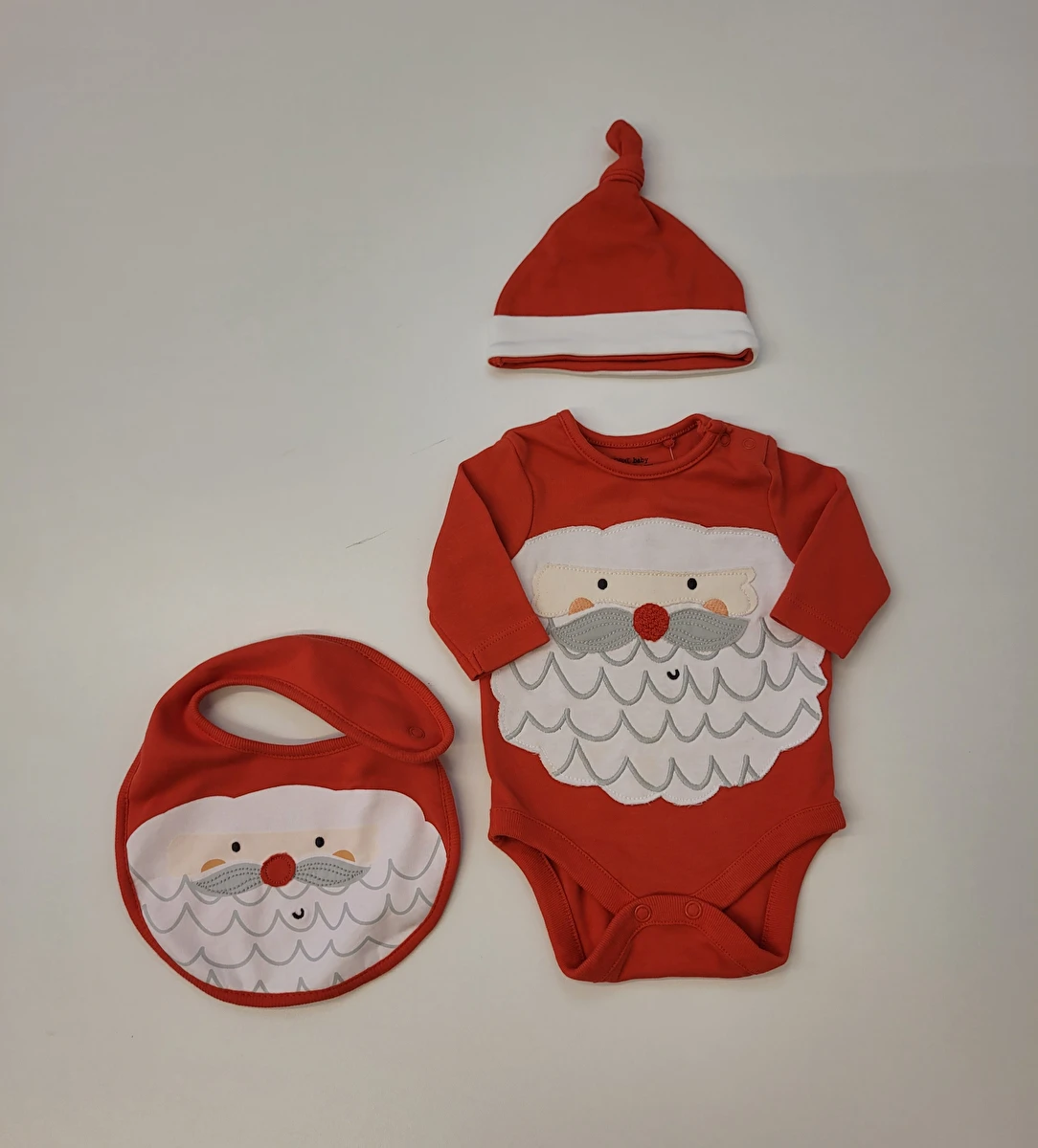 Body Manga Longa Com Toca E Babador/Papai Noel Vermelho Next 3-6 Meses