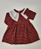 Vestido Manga Longa/3 Botões/Xadrez Vermelho Foshan 3 Anos