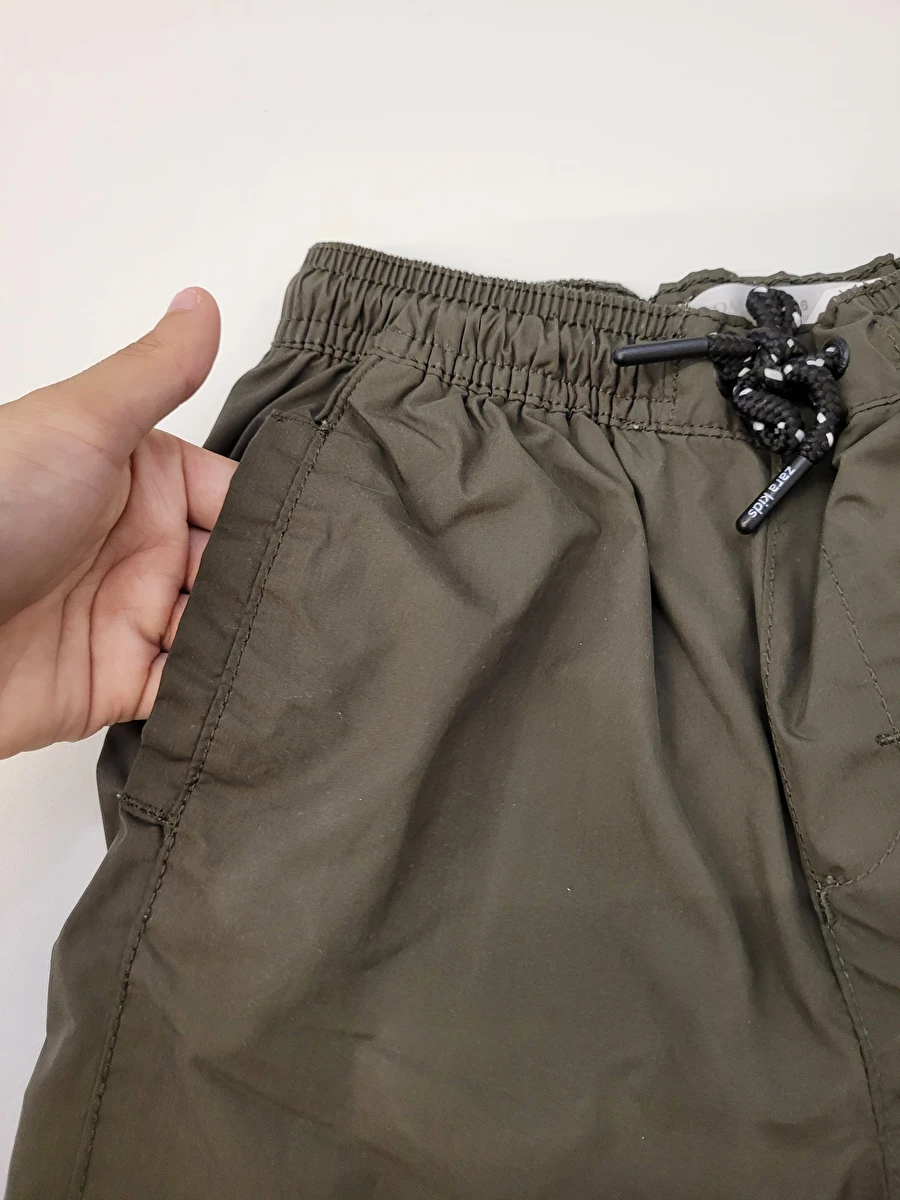 Calça Com Elástico E Cadarço Na Cintura Verde Zara 6 Anos