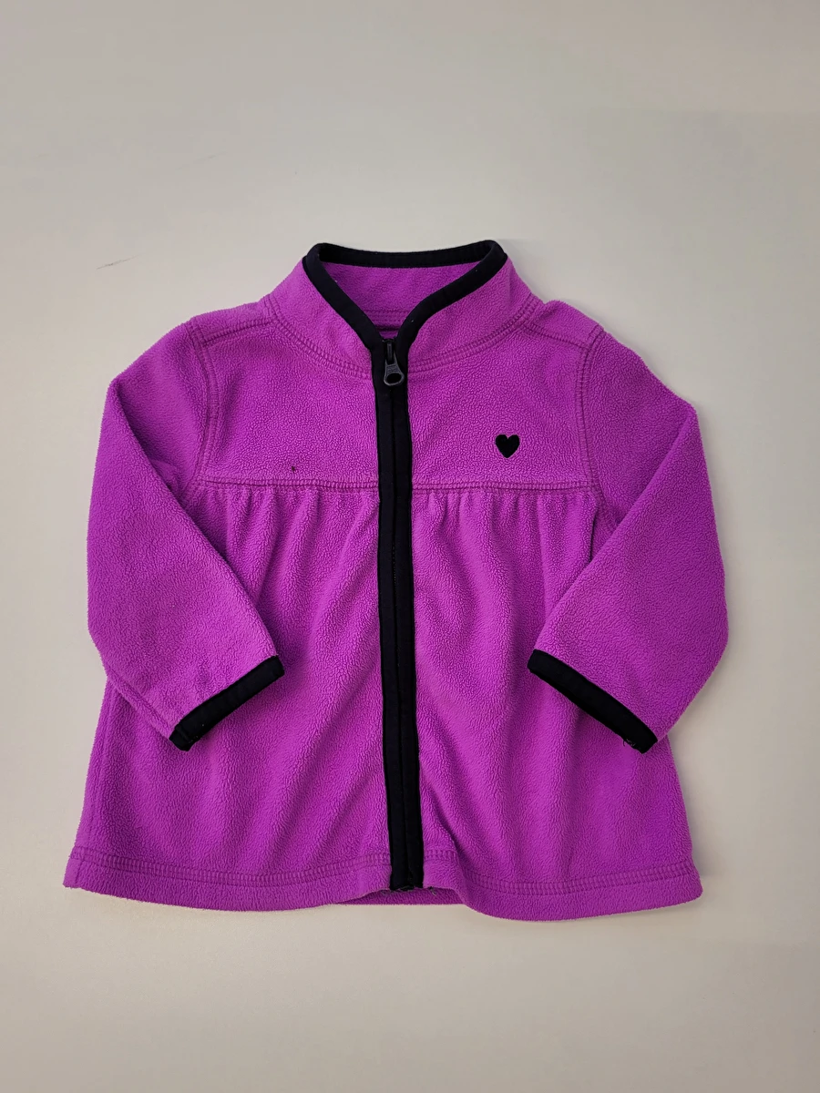 Casaco Com Zíper Preto/Tipo Fleece Roxo Osh Kosh 1 Ano