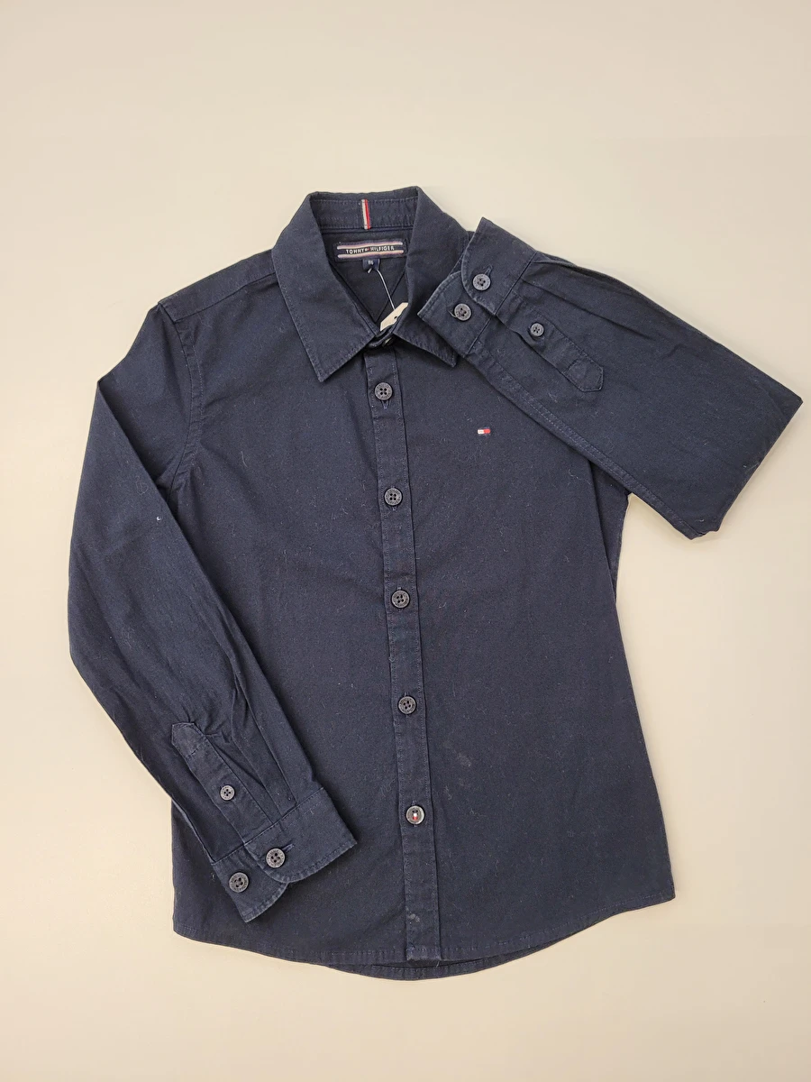 Camisa Manga Longa/Lisa Azul Tommy Hilfiger 6 Anos