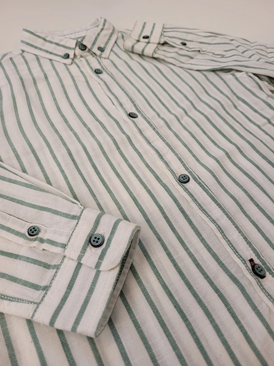 Camisa Manga Longa Com Listras Verdes Branco Zara 6 Anos