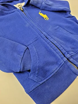 Jaqueta Com Capuz E Zíper Cavalo Amarelo Azul Ralph Lauren 9 Meses