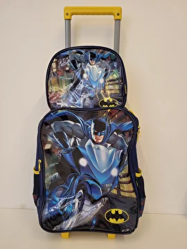 Mochila Com 2 Zípers/Acompanha Lancheira/Batman Azul Dc Comics