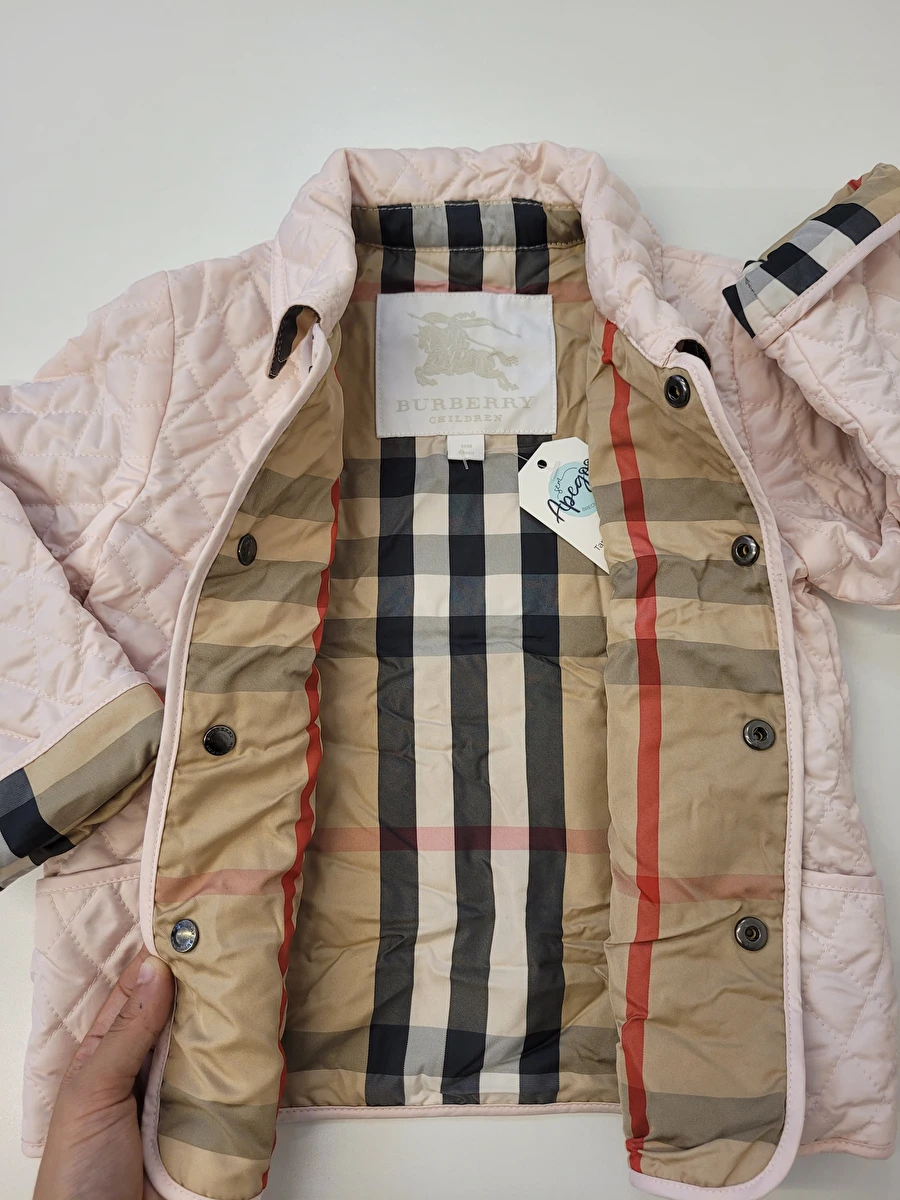 Jaqueta Com Capuz/Botões De Pressão Rosa Burberry 18 Meses