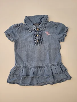 Vestido Algodão Manga Curta/Tipo Jeans Azul Calvin Klein 18 Meses