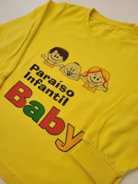 Camiseta Manga Longa Amarelo Paraiso Infantil 2 Anos