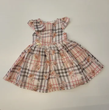 Vestido Manga Curta Com 4 Botões Nas Costas Cinza Yoyo 1 Ano