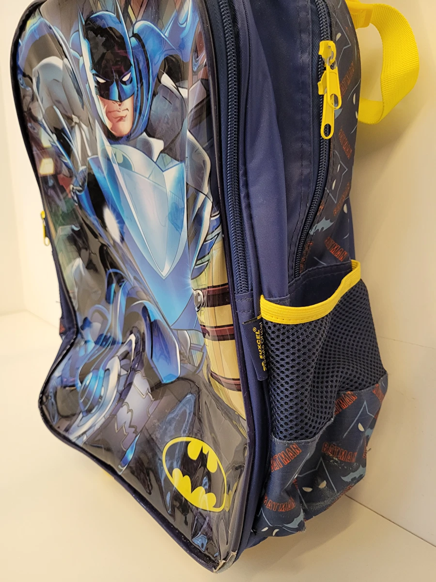 Mochila Com 2 Zípers/Acompanha Lancheira/Batman Azul Dc Comics