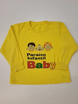 Camiseta Manga Longa Amarelo Paraiso Infantil 2 Anos