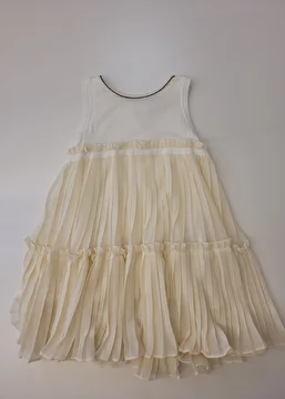 Vestido Sem Manga/Saia Plissada Off White Monnalisa 4 Anos