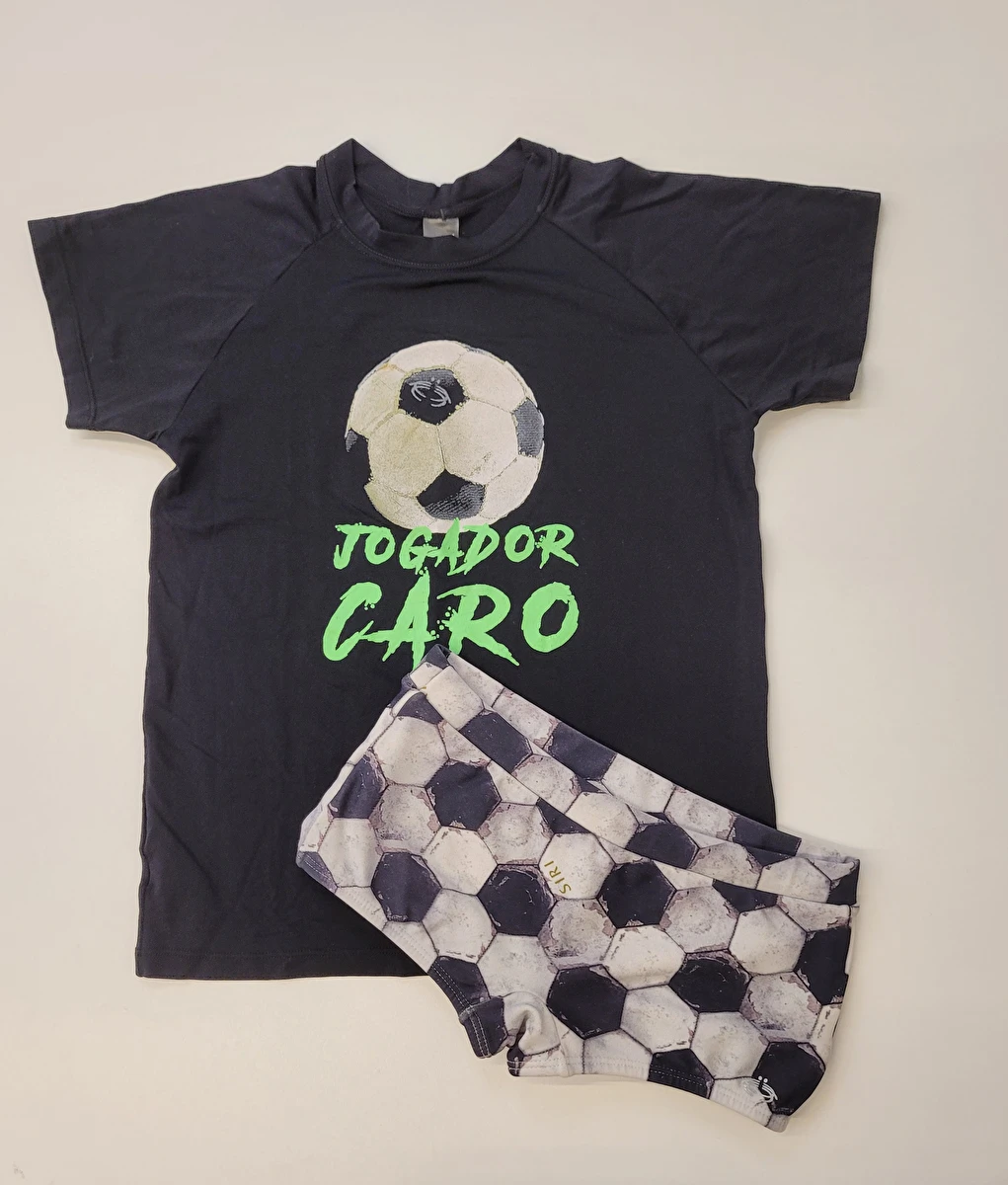 Conjunto Camiseta + Sunga Futebol Preto Siri 8 Anos