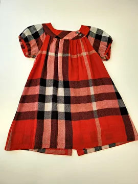 Vestido Xadrez Com Elástico Nas Mangas. Vermelho Burberry 3 Anos