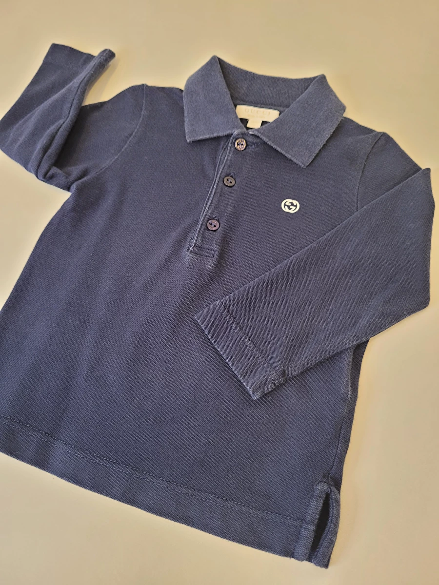 Camiseta Manga Longa Gola Polo Azul Gucci 9-12 Meses